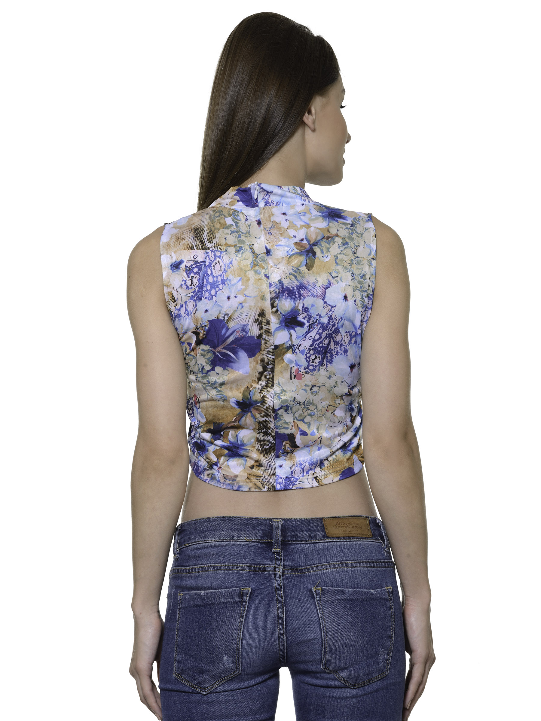 TURTLE NECK PRINTED CROP TOP
